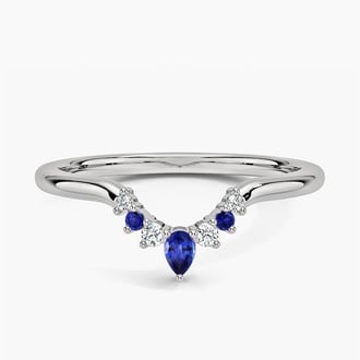 Contoured Sapphire and Diamond Ring