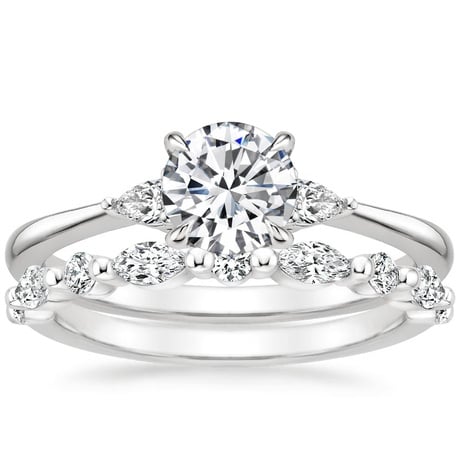 Platinum Aria Diamond Ring (1/10 ct. tw.) with Versailles Diamond Ring (3/8 ct. tw.)