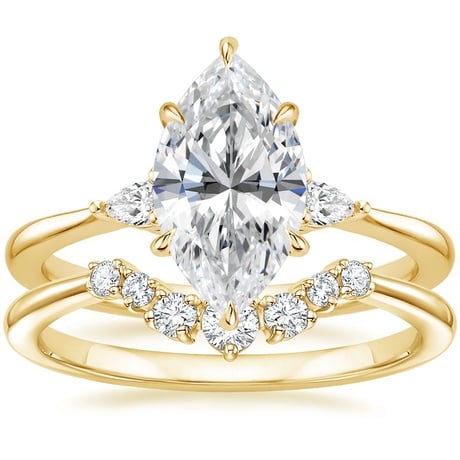 18K Yellow Gold Aria Contoured Diamond Bridal Set