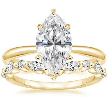 18K Yellow Gold Freesia Ring with Curved Versailles Diamond Ring