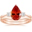 14K Rose Gold Selene Diamond Ring (1/10 ct. tw.) with Petite Curved Wedding Ring