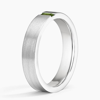 Apollo Green Tourmaline 4.5mm Wedding Ring in Platinum