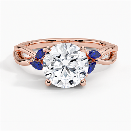 14K Rose Gold Willow Ring With Sapphire Accents