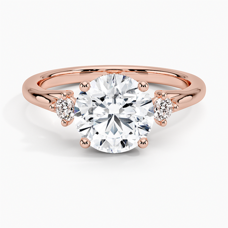 14K Rose Gold Floating Three Stone Diamond Ring