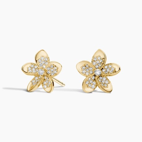 Plumeria Lab Diamond Stud Earrings