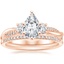 14K Rose Gold Three Stone Petite Twisted Vine Diamond Ring (2/5 ct. tw.) with Whisper Diamond Ring (1/10 ct. tw.)