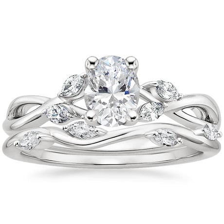 18K White Gold Willow Diamond Ring (1/8 ct. tw.) with Winding Willow Diamond Ring (1/8 ct. tw.)