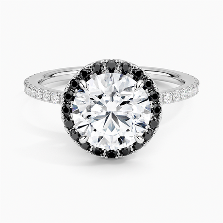 Waverly Halo Diamond Ring with Black Diamond Accents - Brilliant Earth