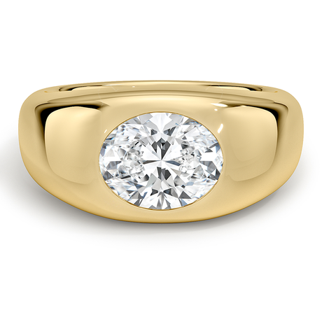 Flush Set Solitaire Diamond Dome Ring