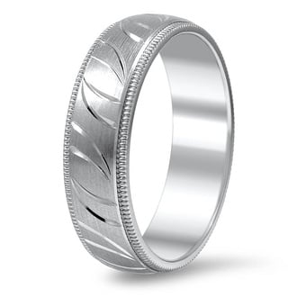 Custom Matte Milgrain Wedding Ring with Eternity Hand Engraved Detail