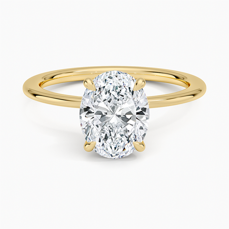 18K Yellow Gold Petite Secret Halo Diamond Ring