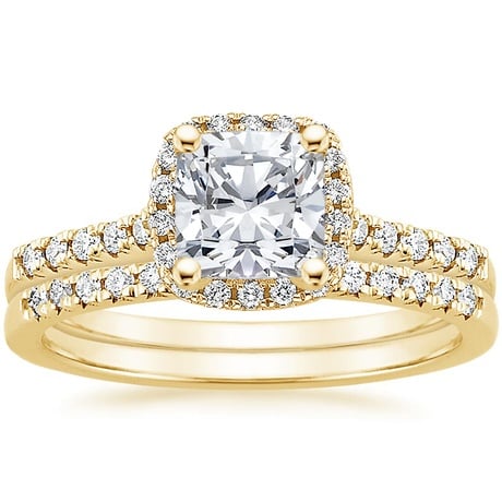 18K Yellow Gold Odessa Diamond Ring (1/5 ct. tw.) with Sonora Diamond Ring (1/8 ct. tw.)