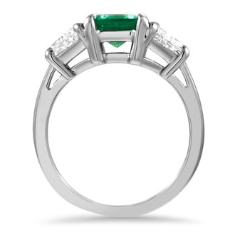 Custom Emerald Three Stone Trapezoid Diamond Ring