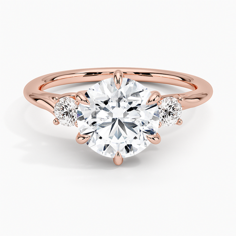 14K Rose Gold Delilah Three Stone Diamond Ring