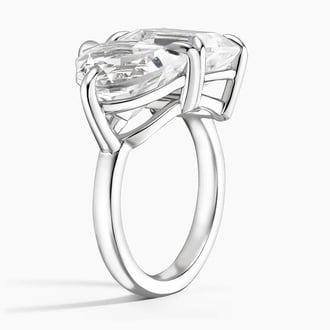 Toi et Moi Heart and Emerald Cut White Topaz Ring