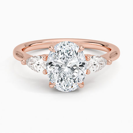 14K Rose Gold Opera Three Stone Diamond Ring