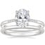 Platinum Laurel Engraved Ring with Petite Comfort Fit Wedding Ring