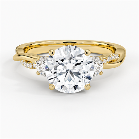 18K Yellow Gold Petite Twisted Vine Three Stone Diamond Ring (2/5 ct. tw.)