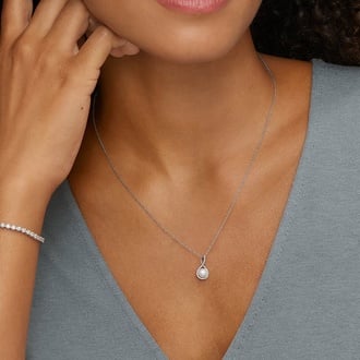 Cultured Pearl Pavé Twist Pendant (6mm) - Brilliant Earth