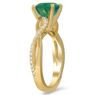 Custom Twisted Diamond and Emerald Ring