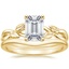18K Yellow Gold Budding Willow Ring with Petite Curved Wedding Ring