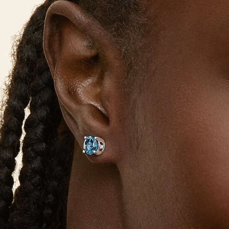 Solitaire London Blue Topaz Stud Earrings