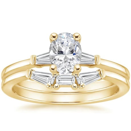 18K Yellow Gold Tapered Baguette Diamond Bridal Set