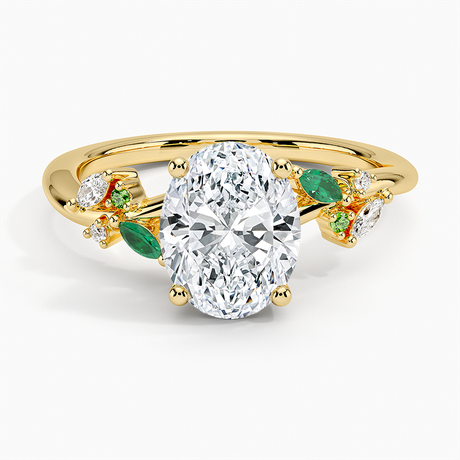 Arden Diamond Ring with Lab Emerald Accents - Brilliant Earth