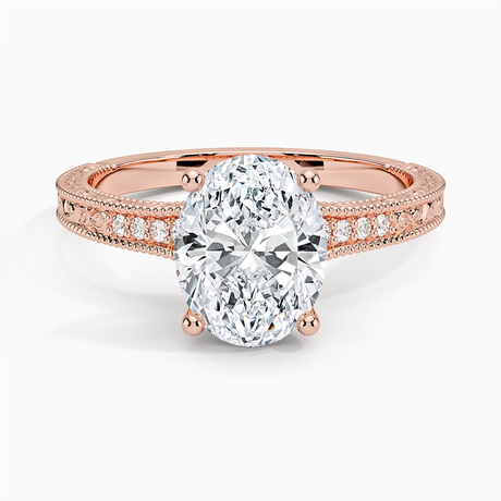 14K Rose Gold Hudson Engraved Diamond Ring