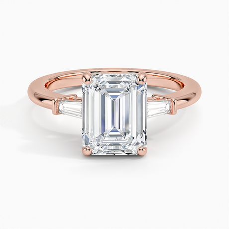 14K Rose Gold Tapered Baguette Three Stone Diamond Ring