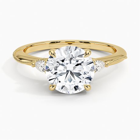 Camellia Three Stone Pear Diamond Ring