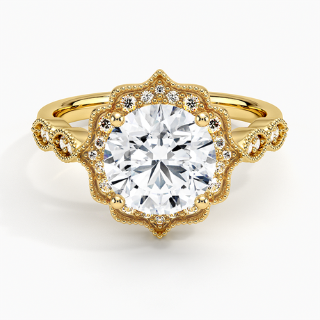 18K Yellow Gold Cadenza Halo Diamond Ring