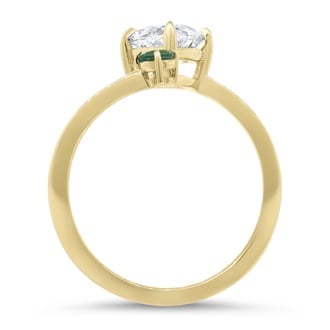 Custom Marquise Diamond and Emerald Toi et Moi Ring