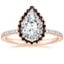 14K Rose Gold Waverly Halo Diamond Ring with Black Diamond Accents, smalltop view