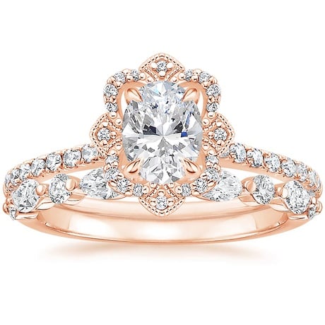 14K Rose Gold Reina Diamond Ring with Versailles Diamond Ring (3/8 ct. tw.)