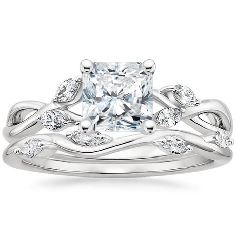 18K White Gold Willow Diamond Ring (1/8 ct. tw.) with Winding Willow Diamond Ring (1/8 ct. tw.)