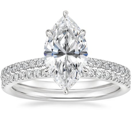 18K White Gold Petite Demi Diamond Ring with Ballad Diamond Ring