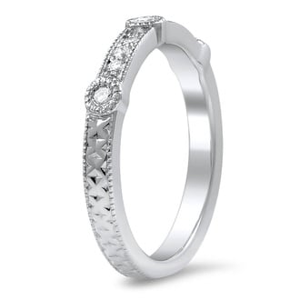 Custom Hand Engraved Bezel-set Diamond Wedding Ring