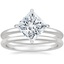 18K White Gold North Star Ring with Petite Comfort Fit Wedding Ring
