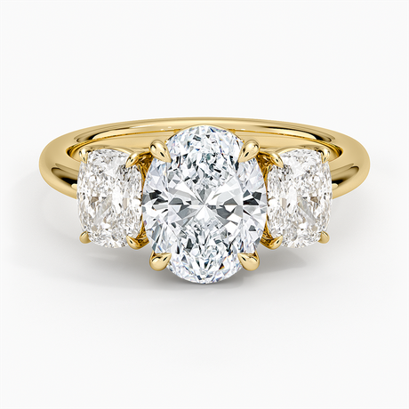 Faye Elongated Cushion Three Stone Diamond Ring