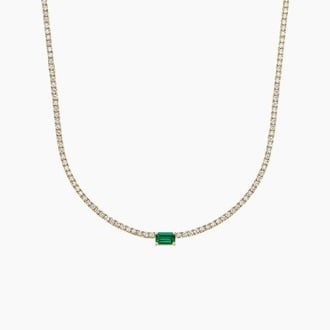 Beatrice Lab Emerald and Lab Diamond Tennis Necklace (2 7/8 ct. tw.)