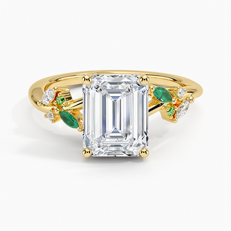 Arden Diamond Ring with Lab Emerald Accents - Brilliant Earth