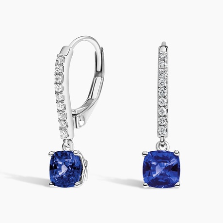 Sapphire and Diamond Drop Earrings in 18K White Gold