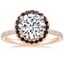 14K Rose Gold Waverly Halo Diamond Ring with Black Diamond Accents, smalltop view