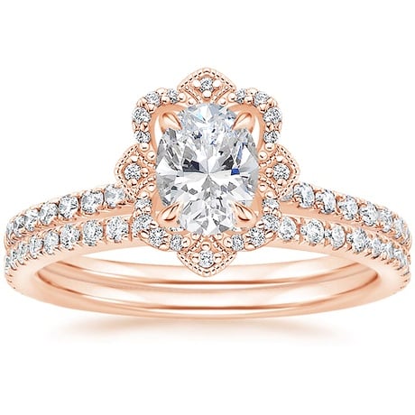 14K Rose Gold Reina Diamond Ring with Luxe Ballad Diamond Ring (1/4 ct. tw.)