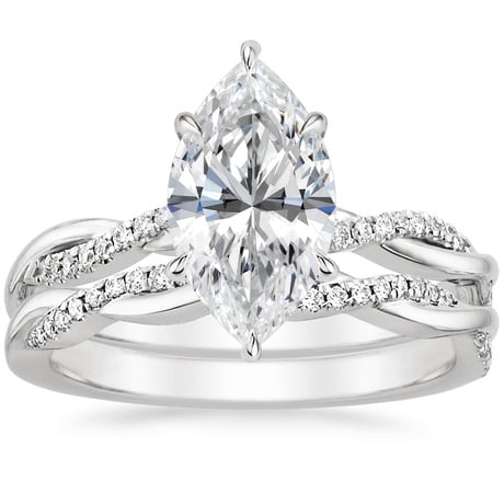 18K White Gold Petite Twisted Vine Diamond Bridal Set (1/4 ct. tw.)