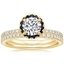 18K Yellow Gold Waverly Diamond Ring with Black Diamond Accents with Luxe Ballad Diamond Ring