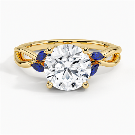 18K Yellow Gold Willow Ring With Sapphire Accents