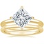 18K Yellow Gold North Star Ring with Petite Comfort Fit Wedding Ring
