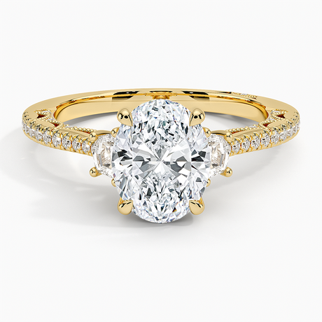 Tacori Lunetta Crescent Pavé Three Stone Diamond Ring